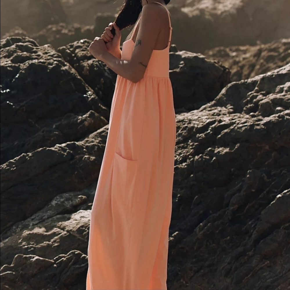 New Free People Hot Shot Strappy Onesie XS Orange Peach Jumpsuit FP Movement NWT - Picture 6 of 14